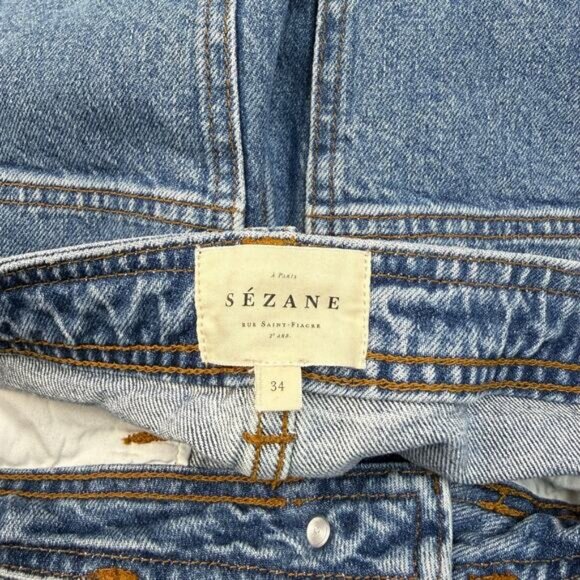 SEZANE Pantalon Droit Justin Straight Leg Jean Size 24 Blue - Picture 7 of 12